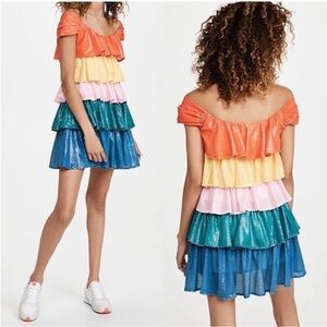 Olivia Rubin Clarissa Tiered Sequin Mini Dress Rainbow new with tags Size 12